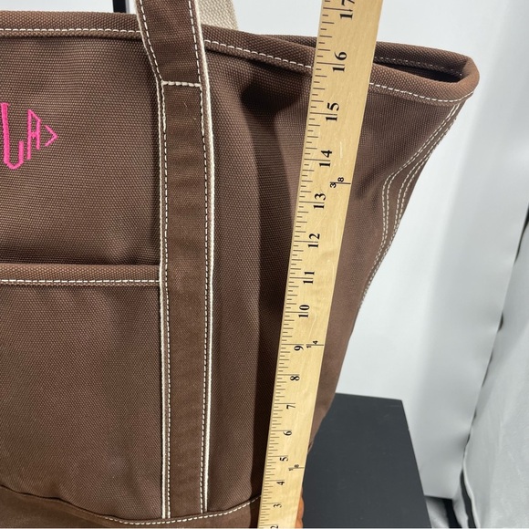 Lands’ End large brown canvas tote bag - Picture 8 of 11